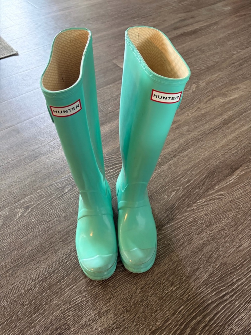 Hunter Tall Rubber Rain Boots in Mint Green